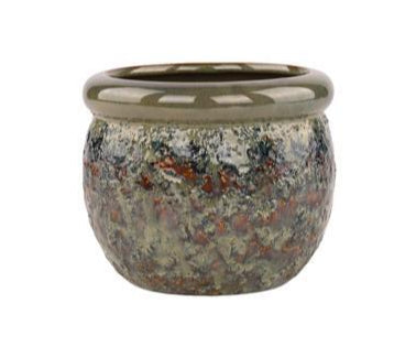 6.25" Stoneware Pot, Green/Brown