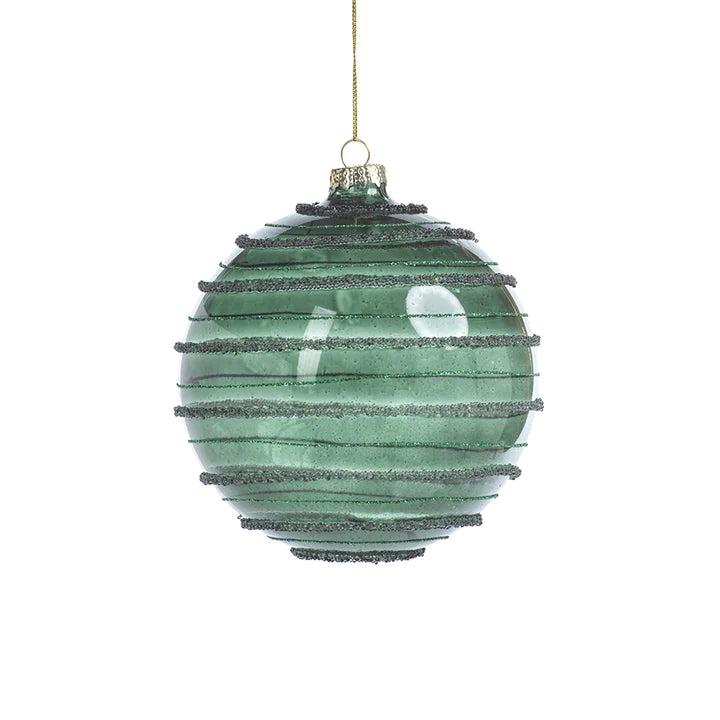 Green Striped Beaded Ornament, Large