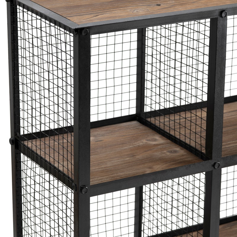 Industrial Wood and Metal Rolling Bookcase