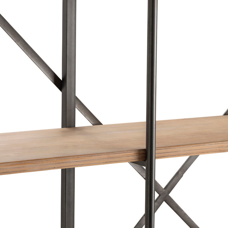 Industrial Wood & Metal Bookcase, 3-Section
