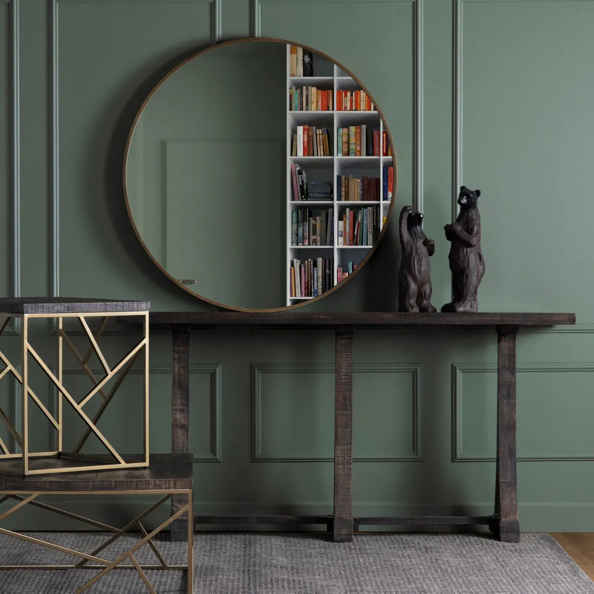 Round Framed Mirror, Gold