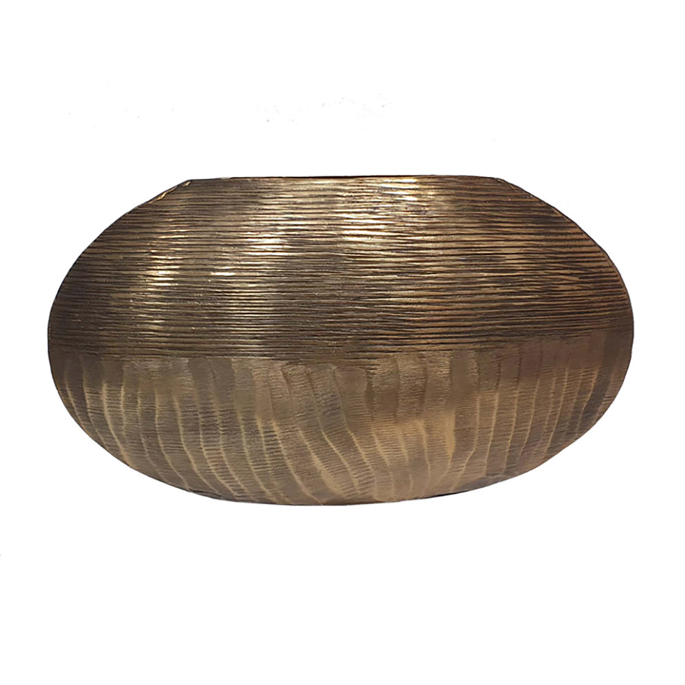 Wide Curved Aluminum Vase