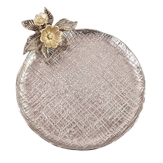Round Tray w/ Floral Accent