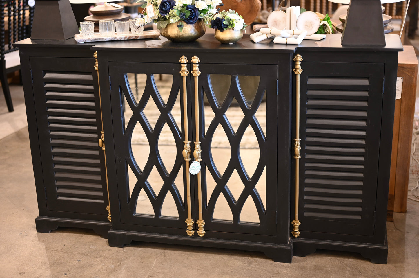 Elsie Mango Wood Breakfront, Black