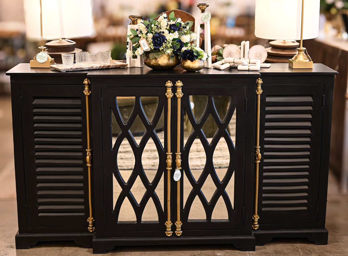 Elsie Mango Wood Breakfront, Black