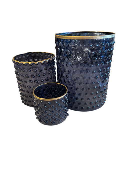 Blue Dot Embossed Containers w/ Gold Rim (Various Sizes)