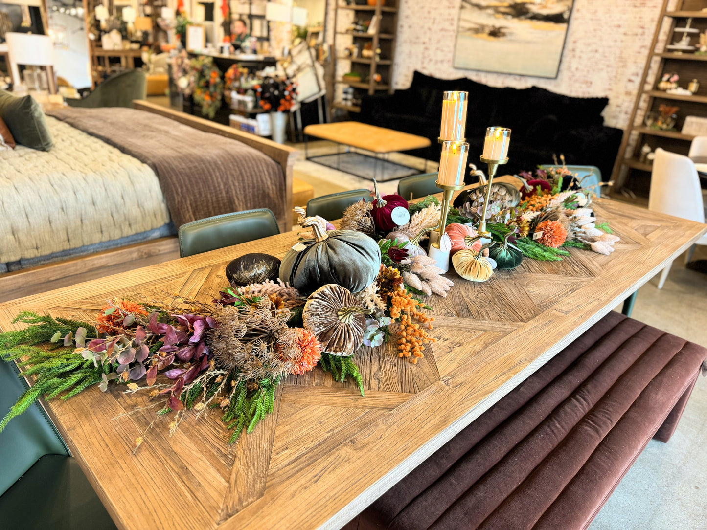 Adalyn Parquet Dining Table, Natural Finish
