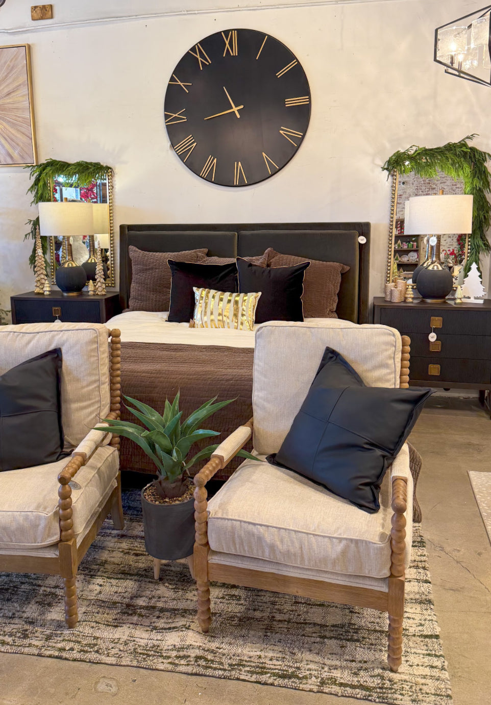 Potter King Bed, Olive Velvet
