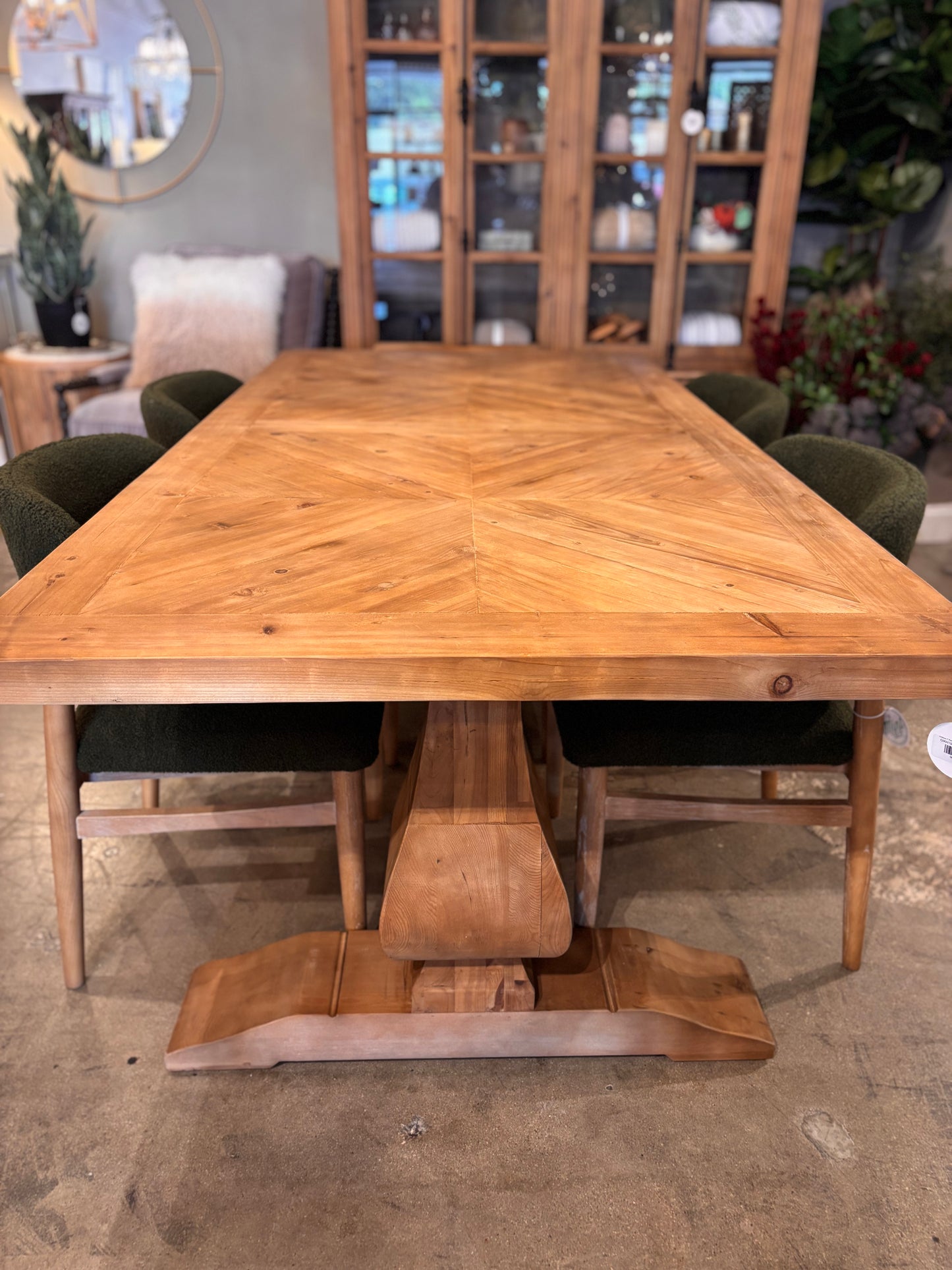 Addison 7' Parquet Dining Table, Natural Finish
