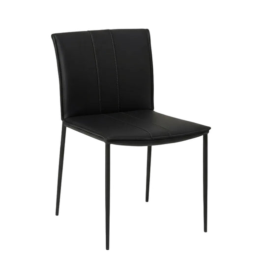 Black top grain Italian leather chair on a white background