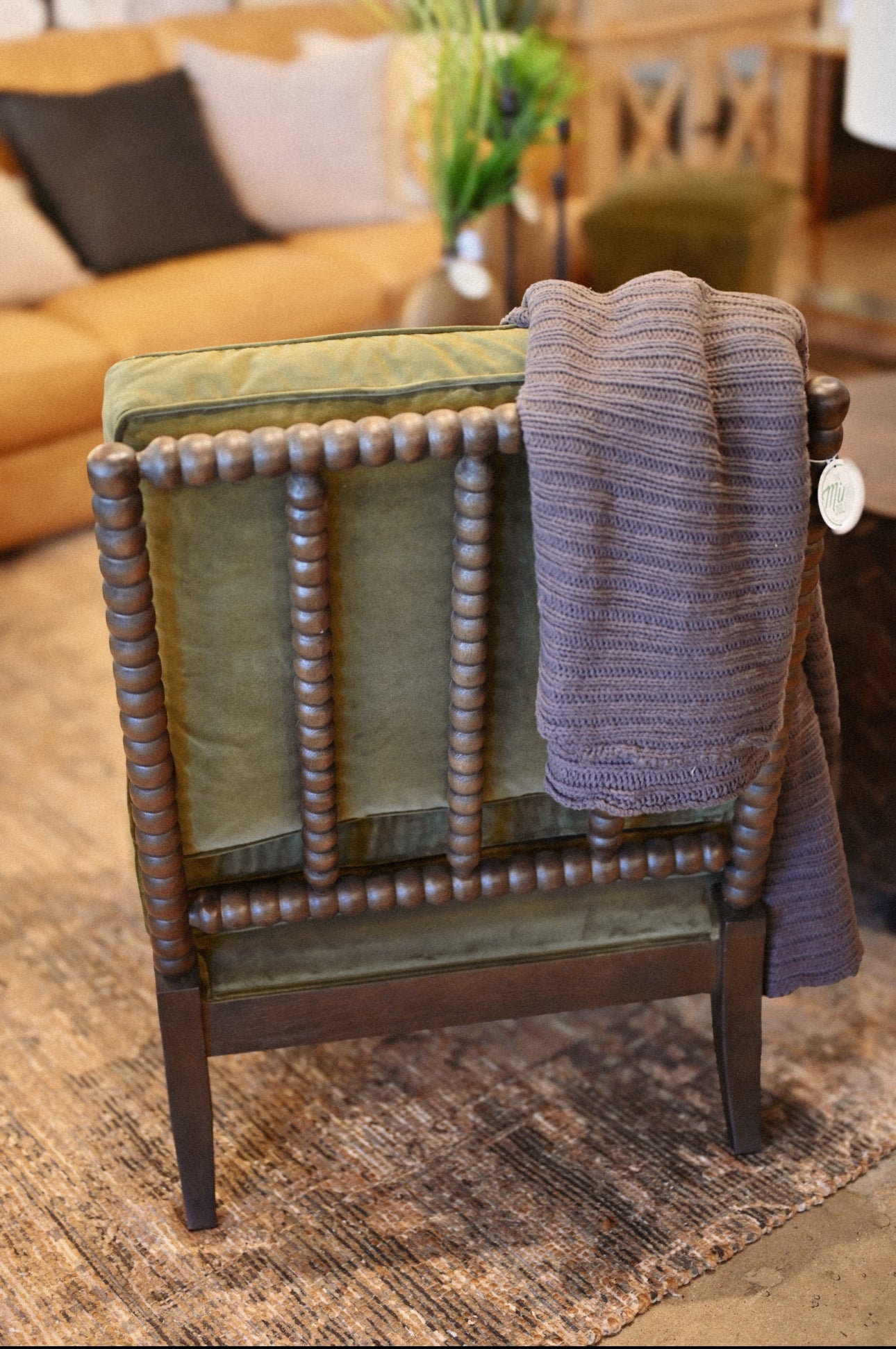 Spindle Chair, Vintage Velvet Olive