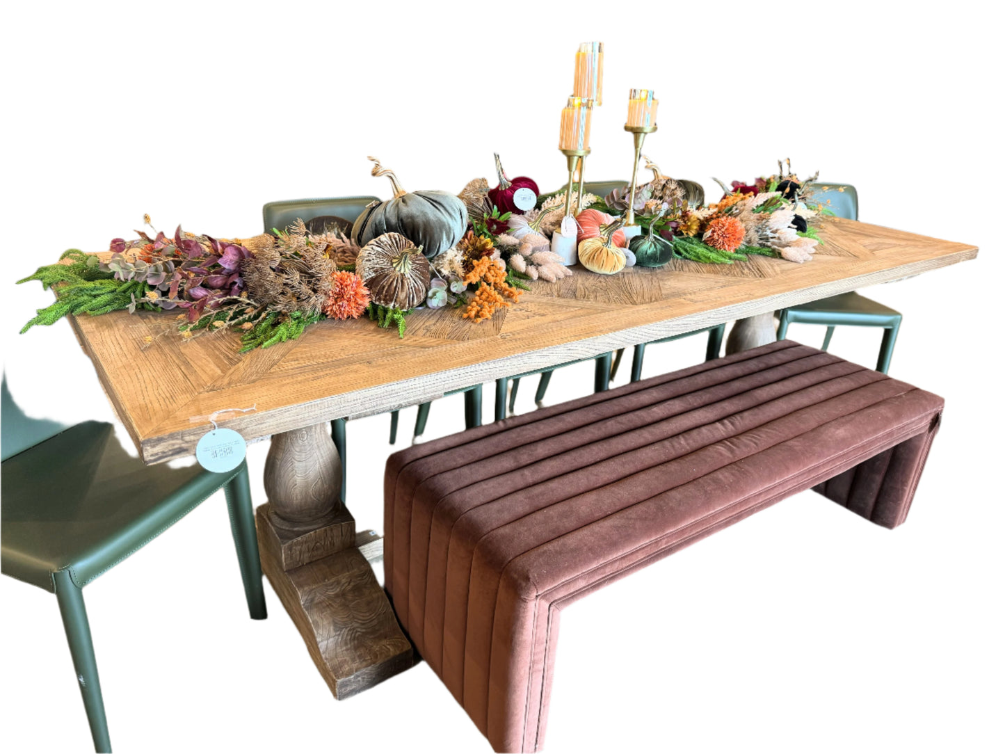 Adalyn Parquet Dining Table, Natural Finish