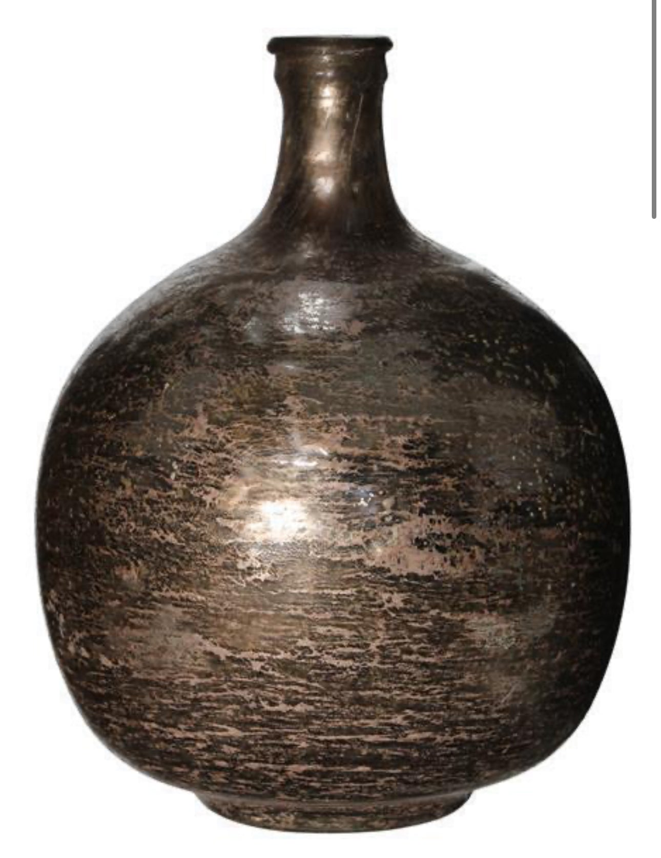 12.5" Foil Glass Bottle, Gold/Brown