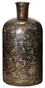 Gold/Brown Foil Glass Bottle Vase, Short