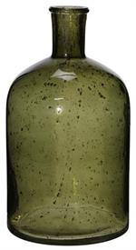 Dark Green Pebbled Glass Bottle Vase, Short