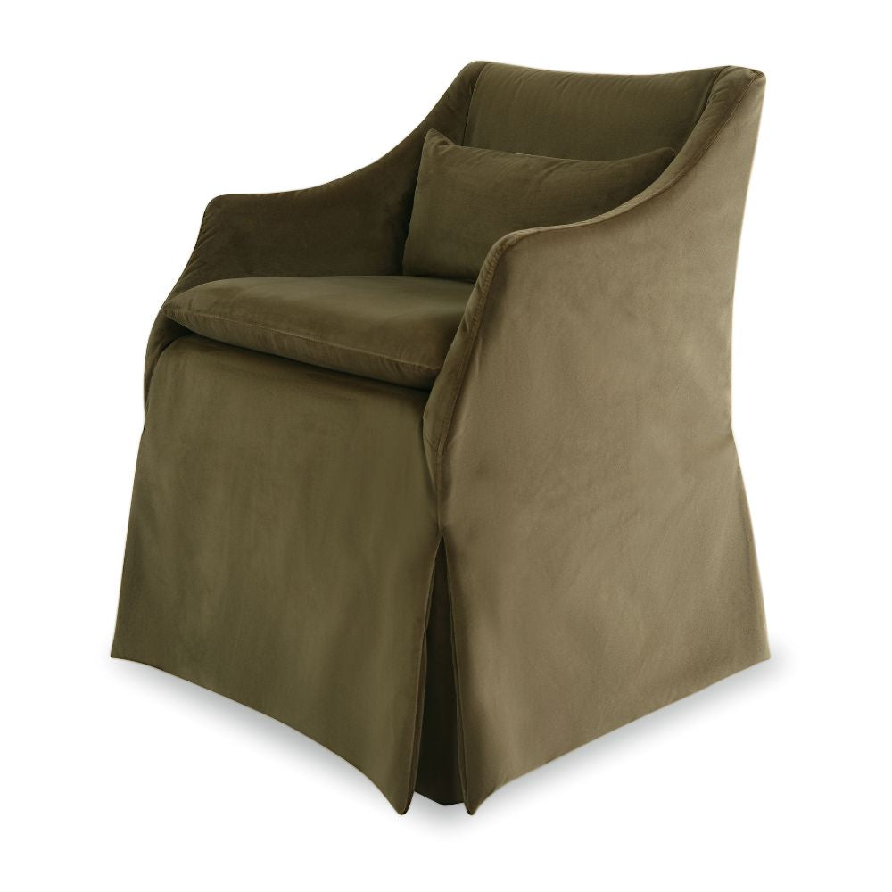 Everlee Rolling Dining Chair, Vintage Velvet Olive