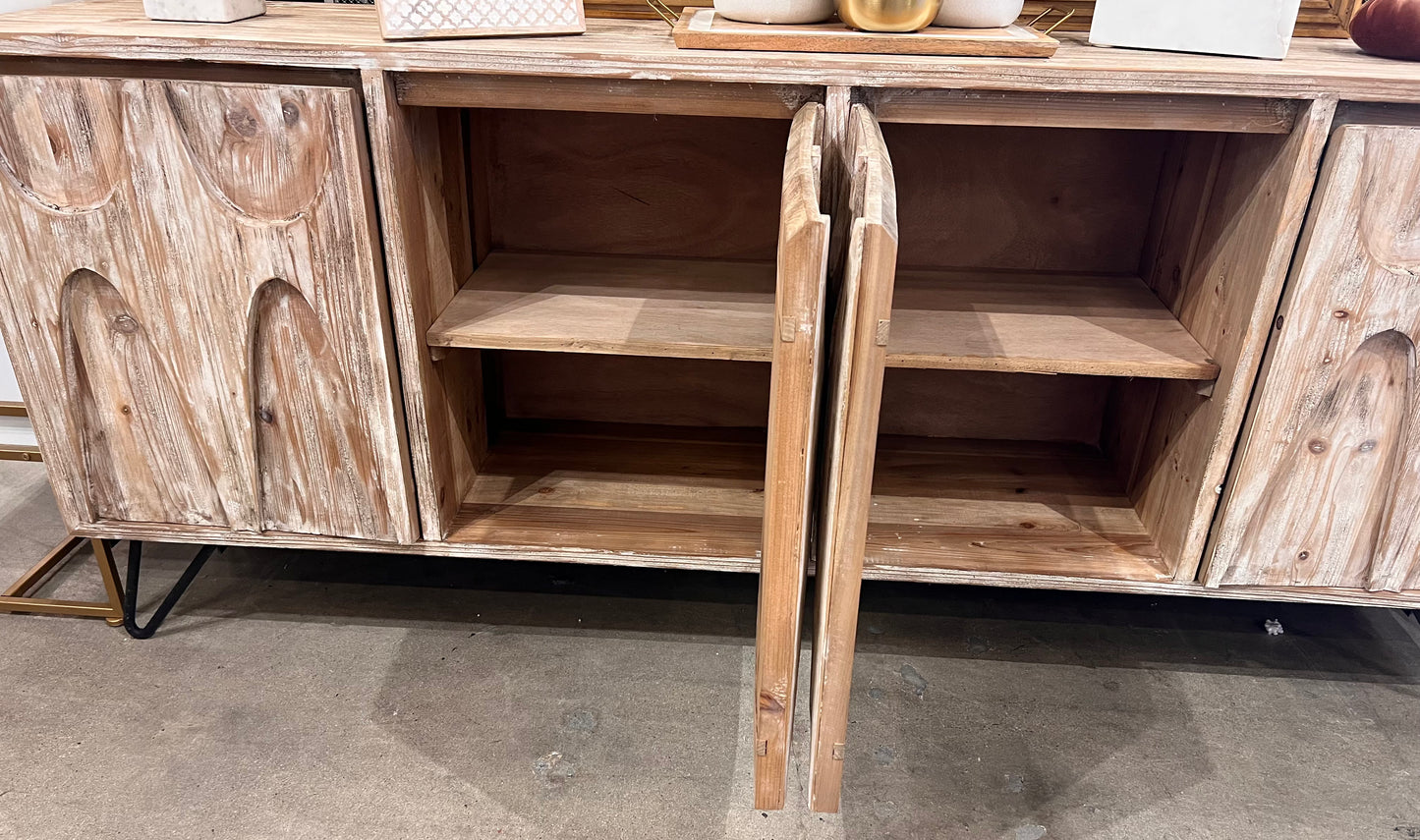 Amie Solid Elm Breakfront (Whitewash)
