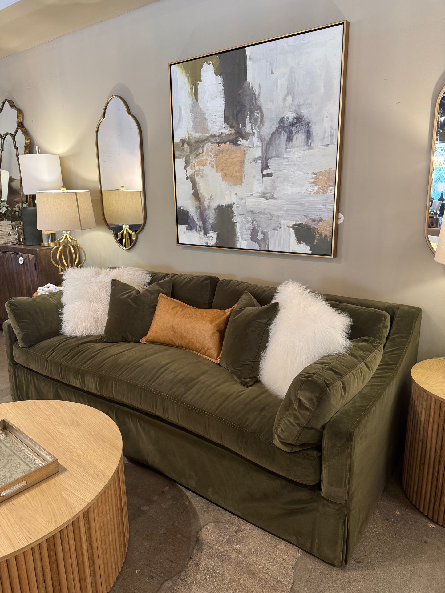 Madelyn Sofa 96", Vintage Velvet Olive