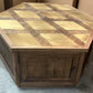 Gold Metal & Solid Wood Hexagon Coffee Table