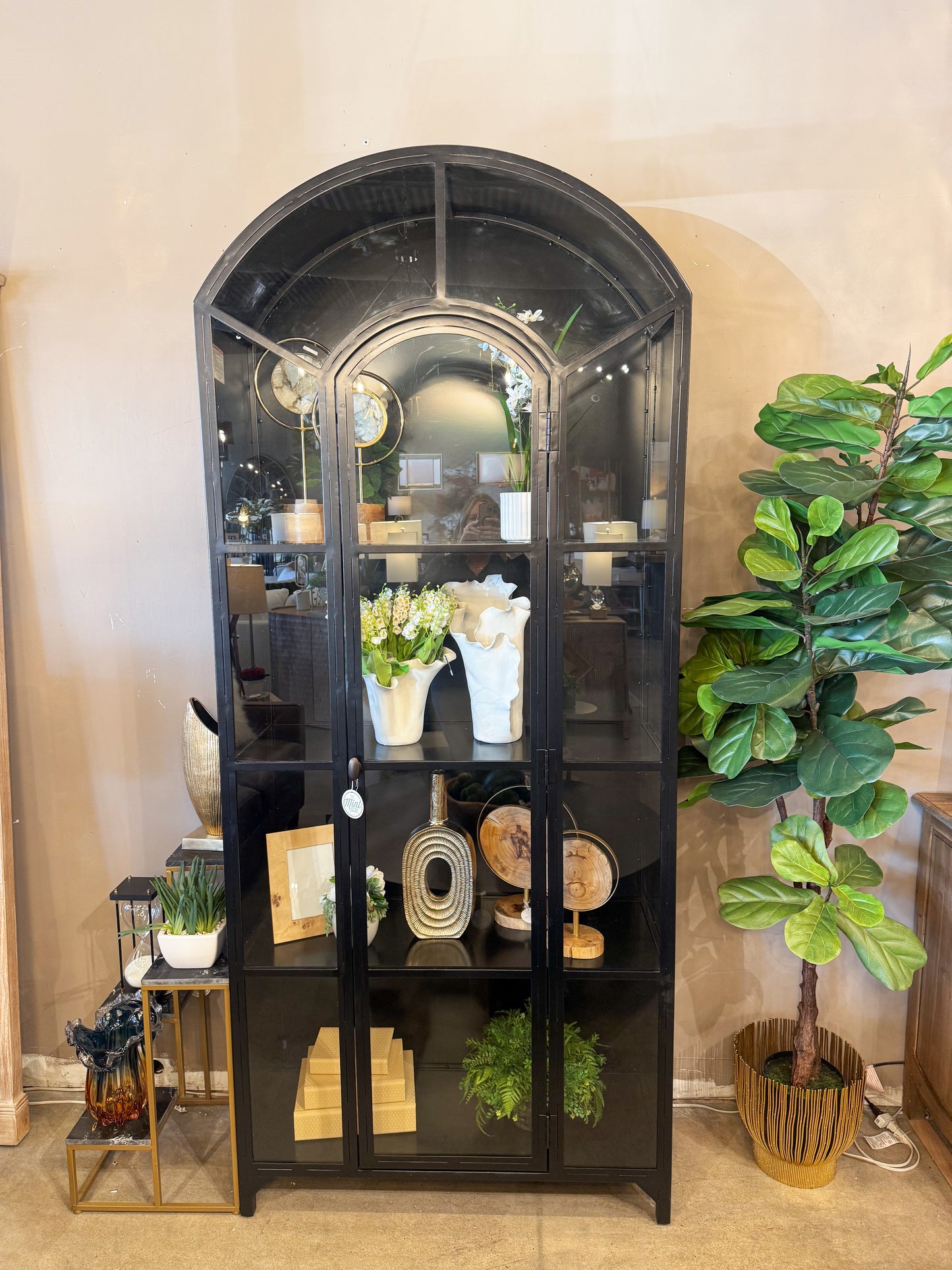 Belaire Arched Iron Cabinet, Black