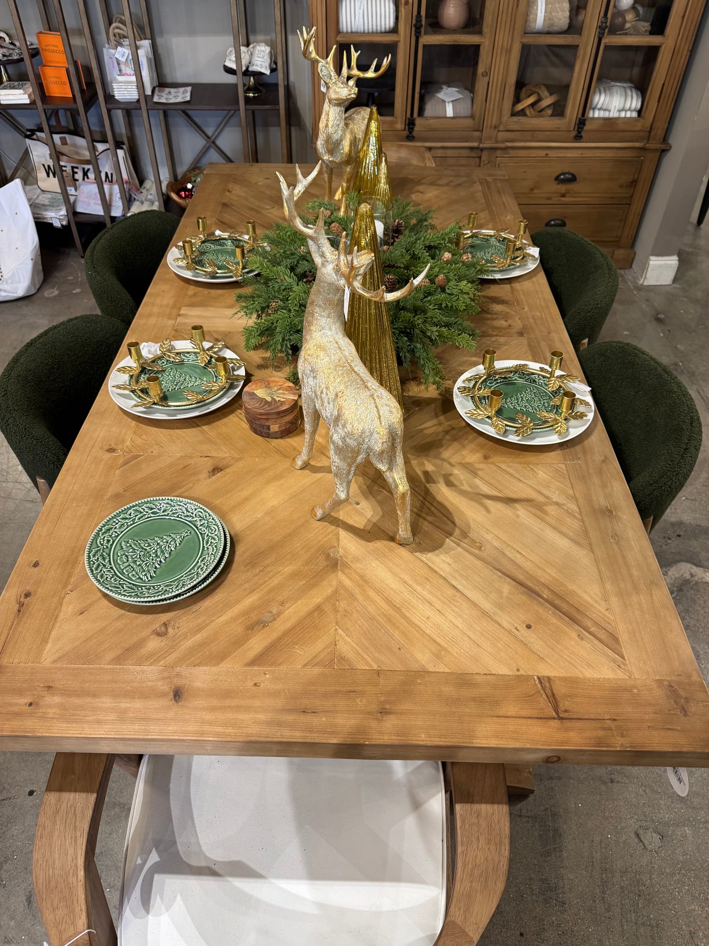 Addison 7' Parquet Dining Table, Natural Finish