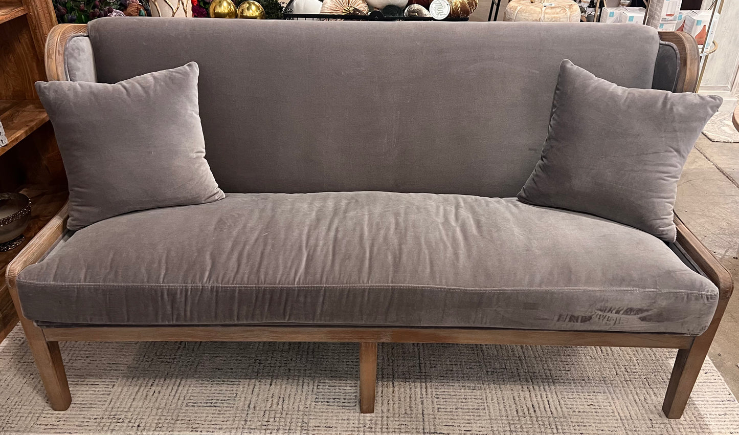 Jasmine Vintage Velvet Charcoal Sofa