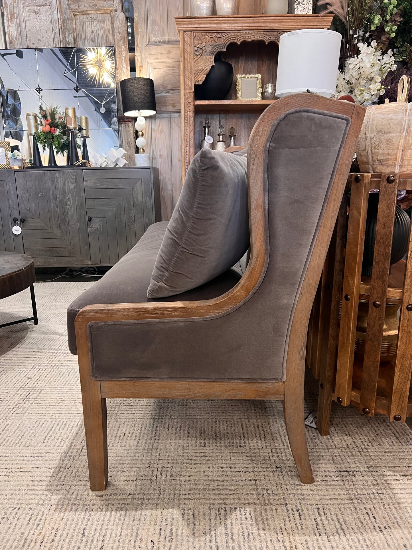 Jasmine Vintage Velvet Charcoal Sofa
