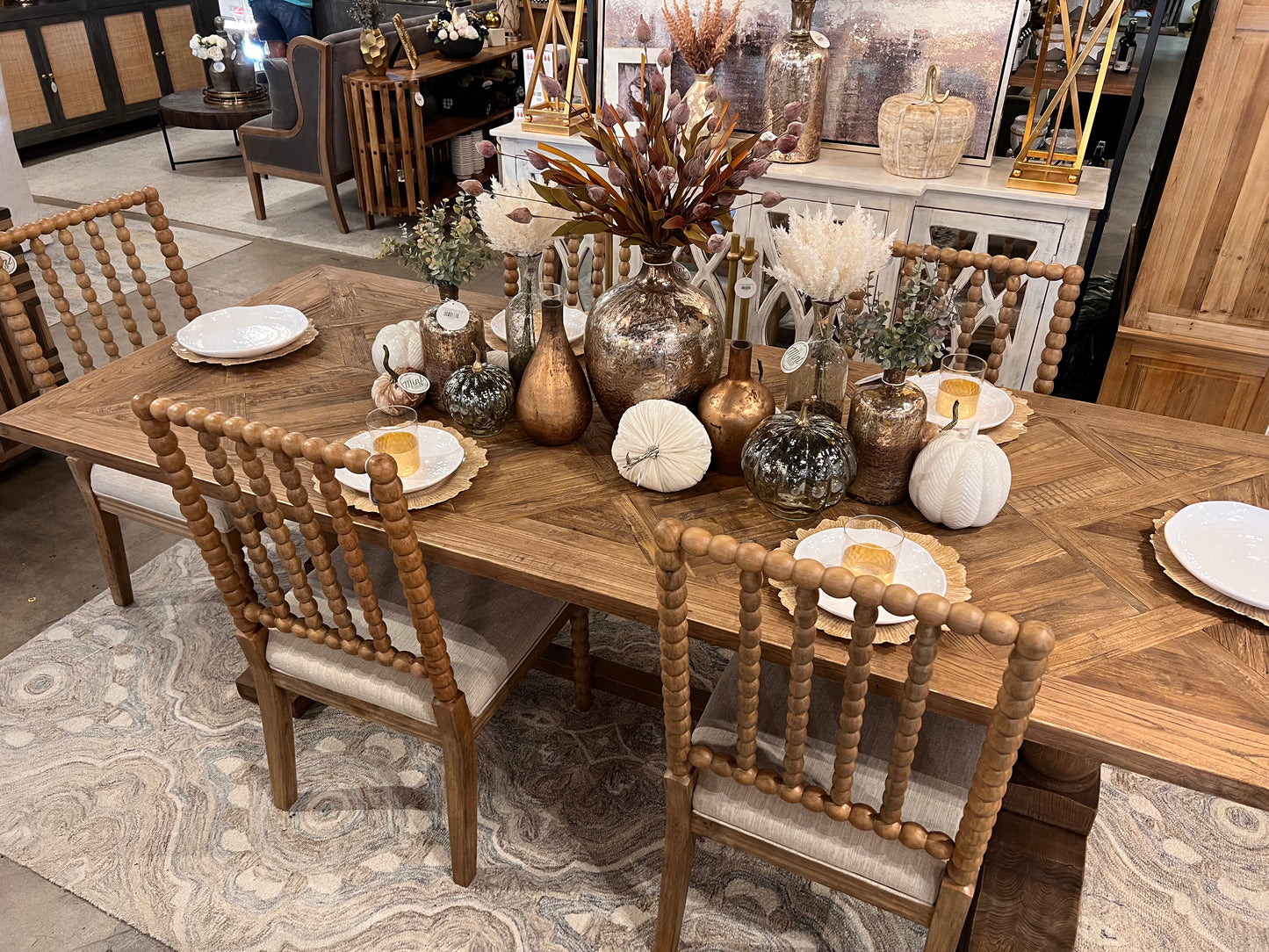 Adalyn Parquet Dining Table, Natural Finish