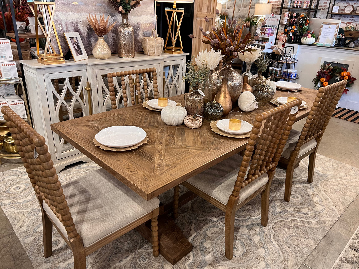 Adalyn Parquet Dining Table, Natural Finish