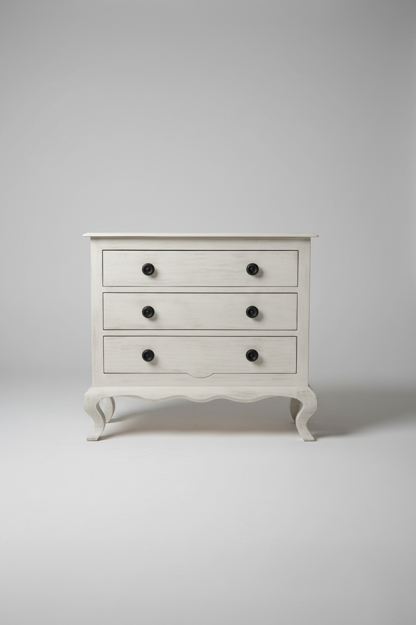 Elizabeth 3 Drawer Nightstand, White