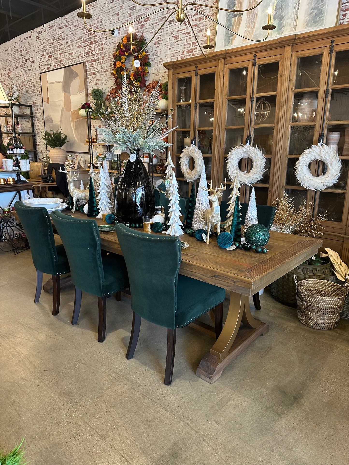 Able Oak Dining Table, w/ Gold Metal Legs
