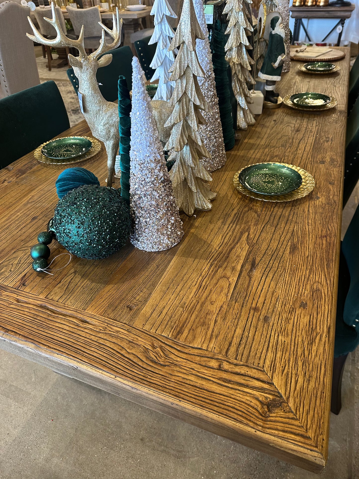 Able Oak Dining Table, w/ Gold Metal Legs