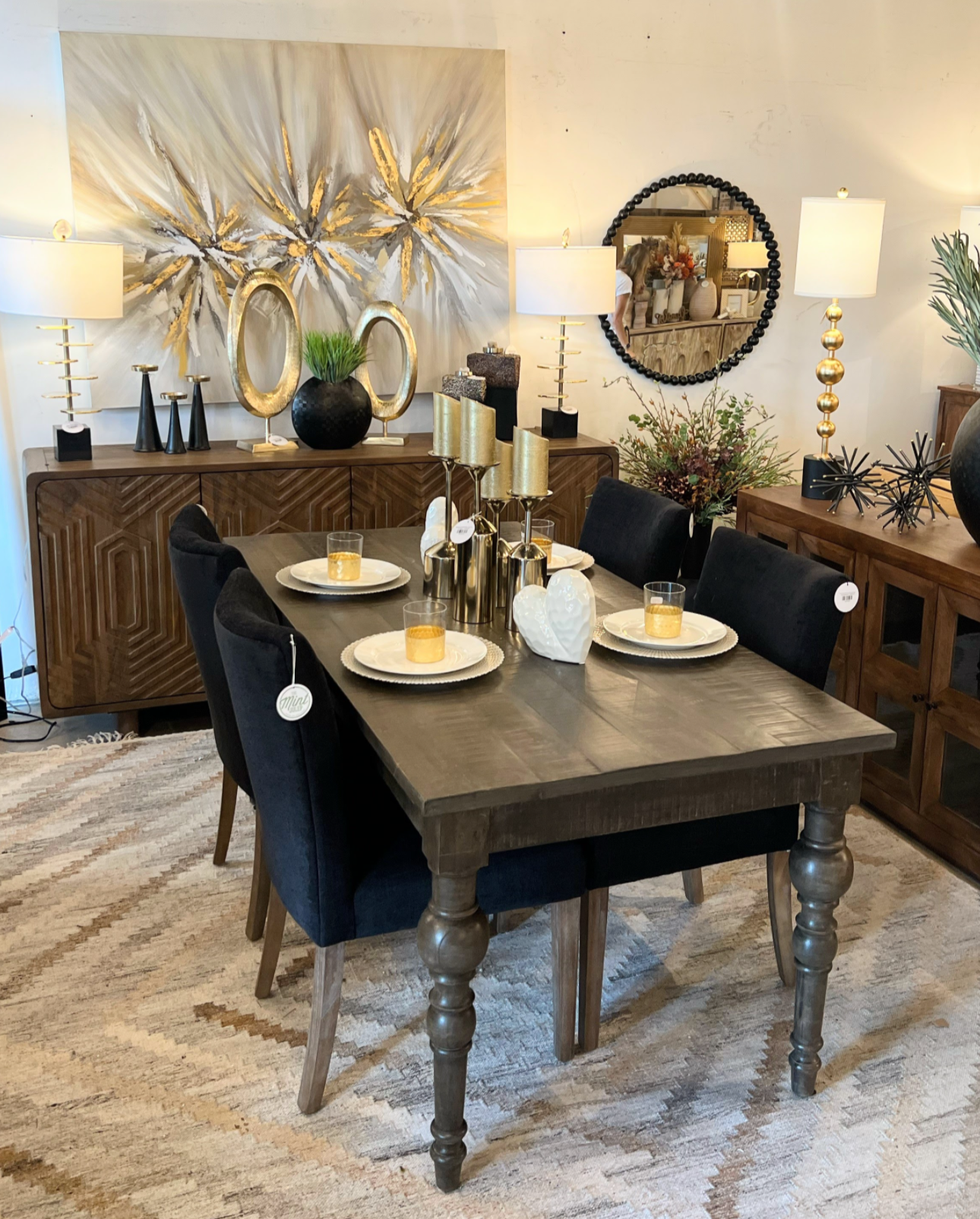 Sarah Rectangular Dining Table, Brown Wash