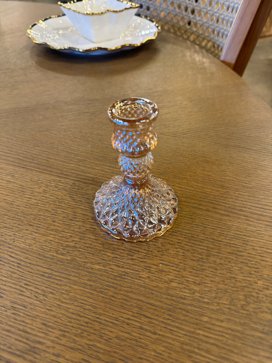 Vintage Amber Glass Tapered Candleholder, Short