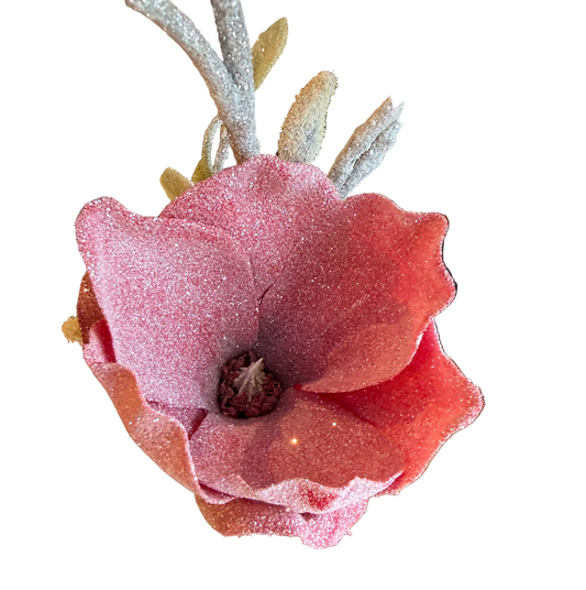 32" Frosted Magnolia Spray, Red