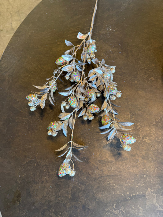 29" Glitter Berry Bulb Spray, Champagne