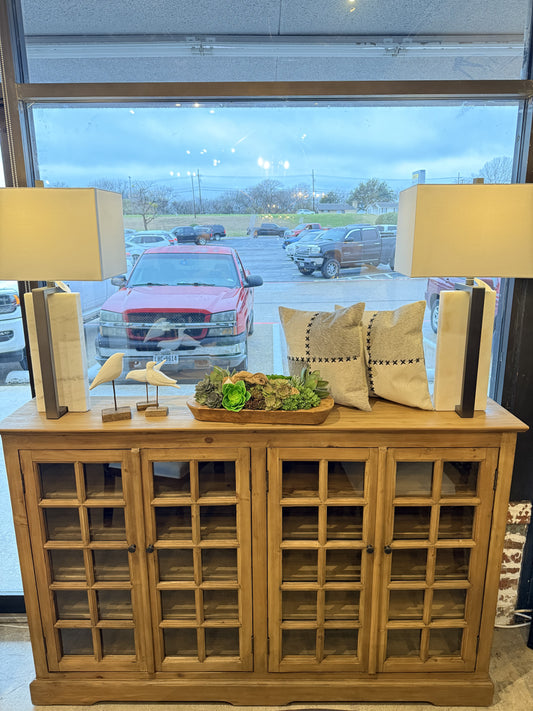 Brynn Narrow Window Pane Console (Natural)