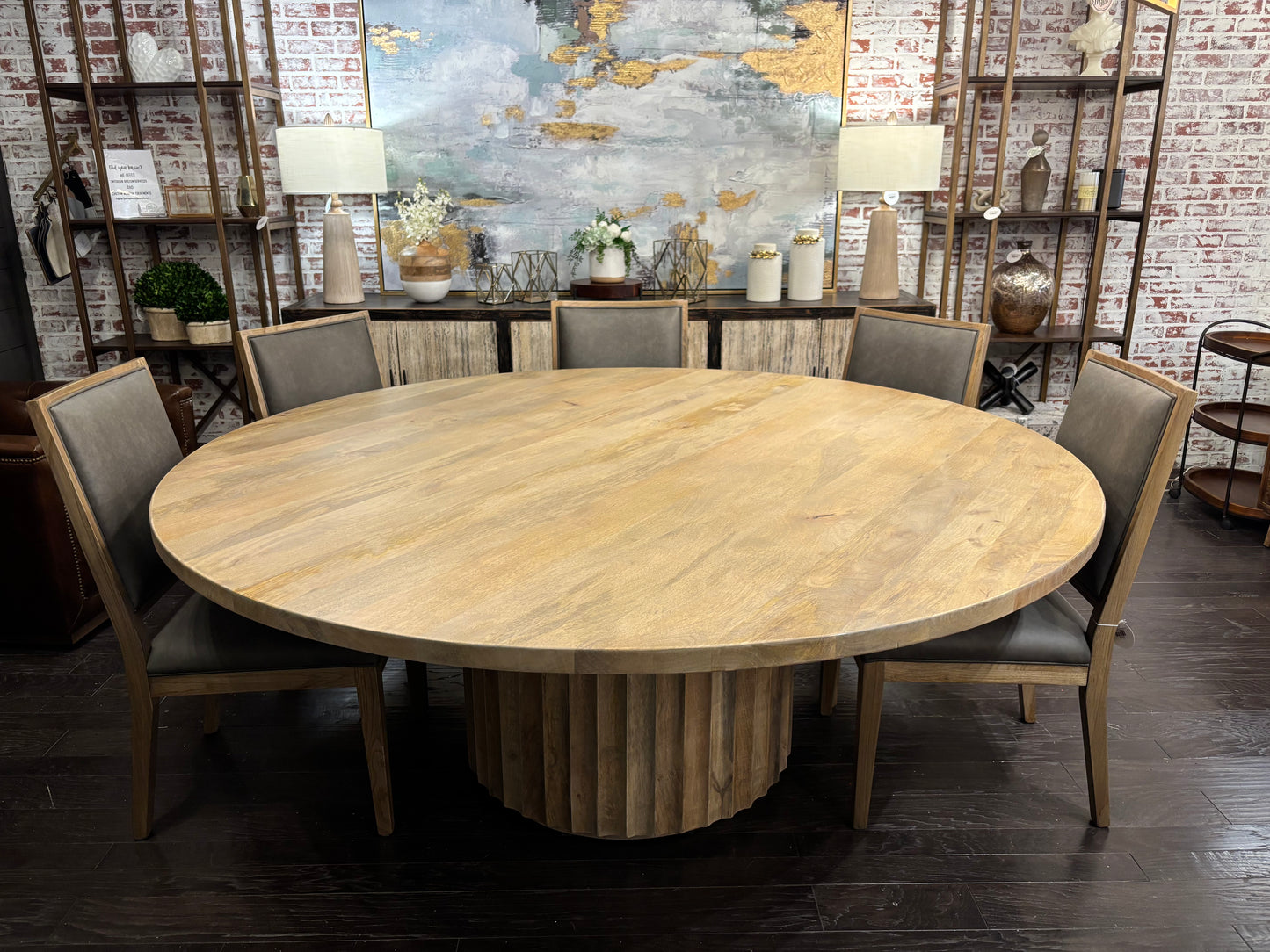 Riverside 78" Round Dining Table, Light Tobacco