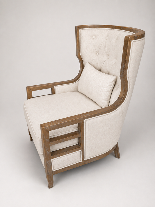 Allie Wooden Framed Linen Accent Chair
