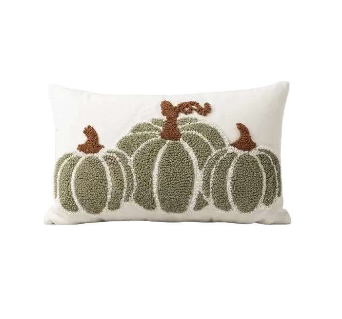 Hand Embroidered Harvest Pumpkin Pillow