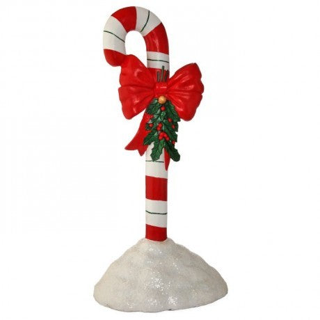 36" Resin Outdoor Candycane w/ Bow & Holly