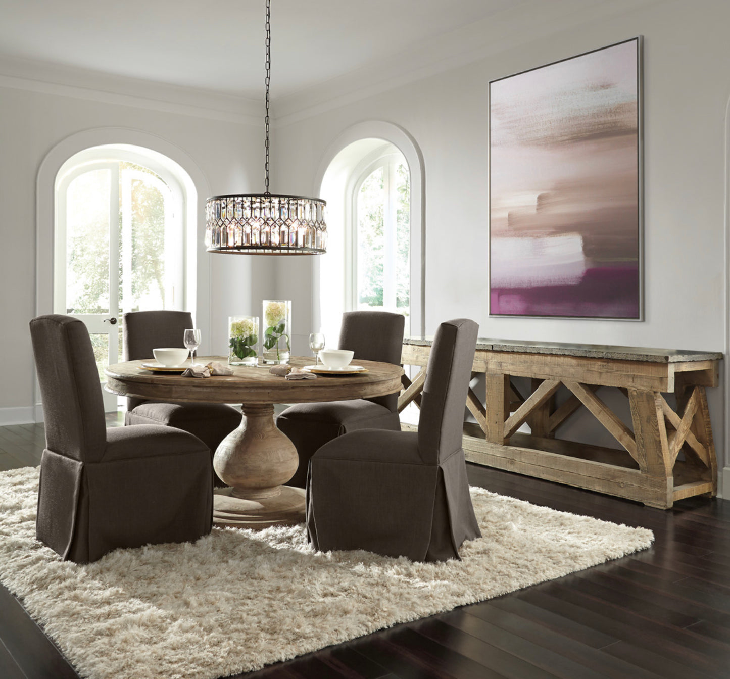 Baldwin 60" Round Dining Table, Brown