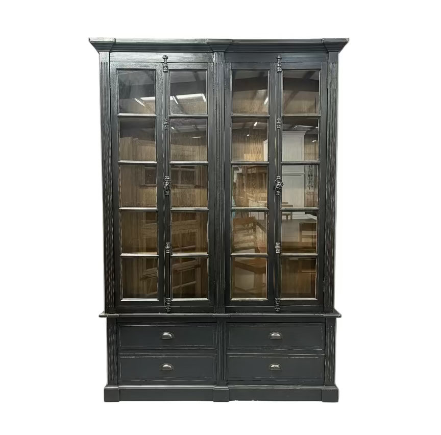 Eva Wood & Iron Bookcase, Black