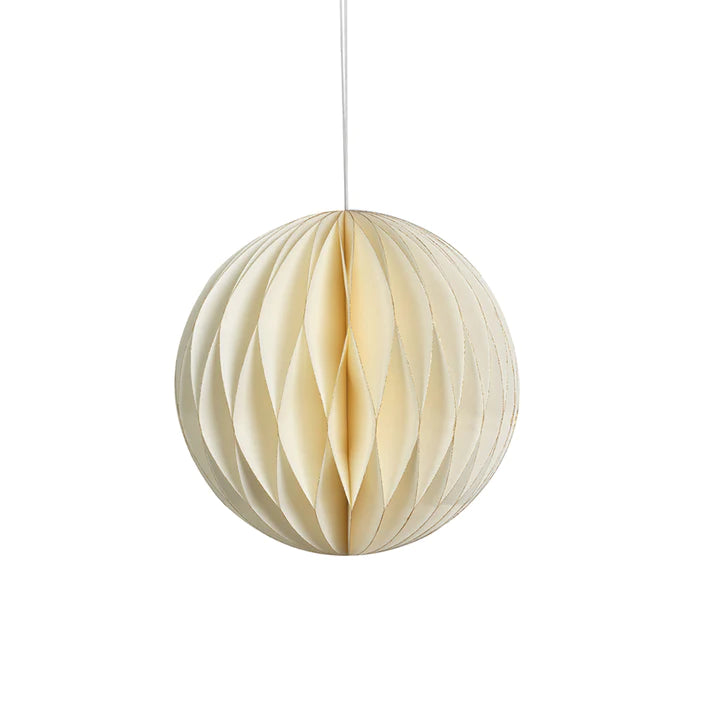 Large Wish Paper Decorative Ball Ornament, Ivory w/ Gold Glitter Edges