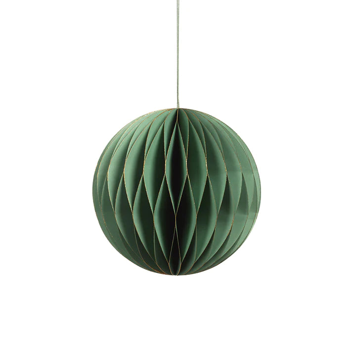 Large Wish Paper Decorative Ball Ornament, Green w/ Gold Glitter Edges