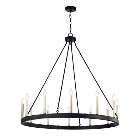 Madelyn Black & Gold Wagon Wheel Light Fixture