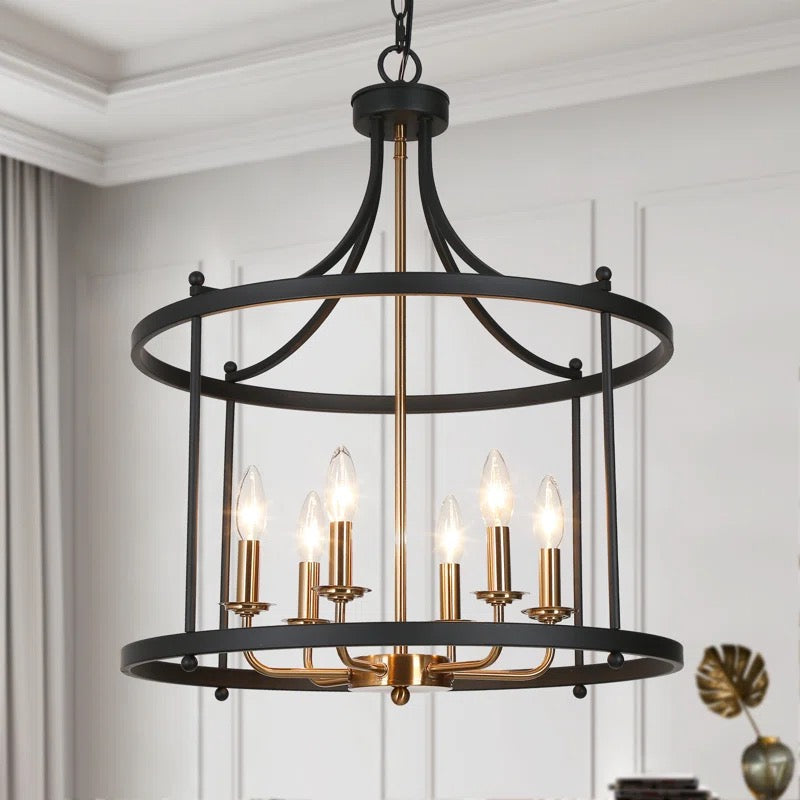 Sarah 6 Light Lantern Black & Gold