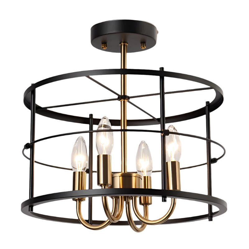 Christy Semi-Flush Mount, Black & Gold