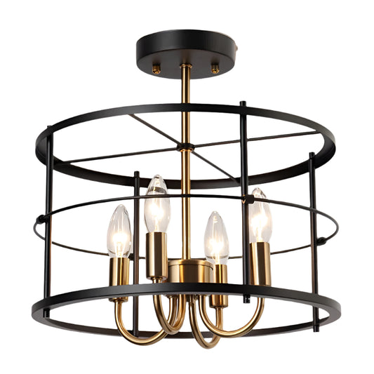 Christy Semi-Flush Mount, Black & Gold