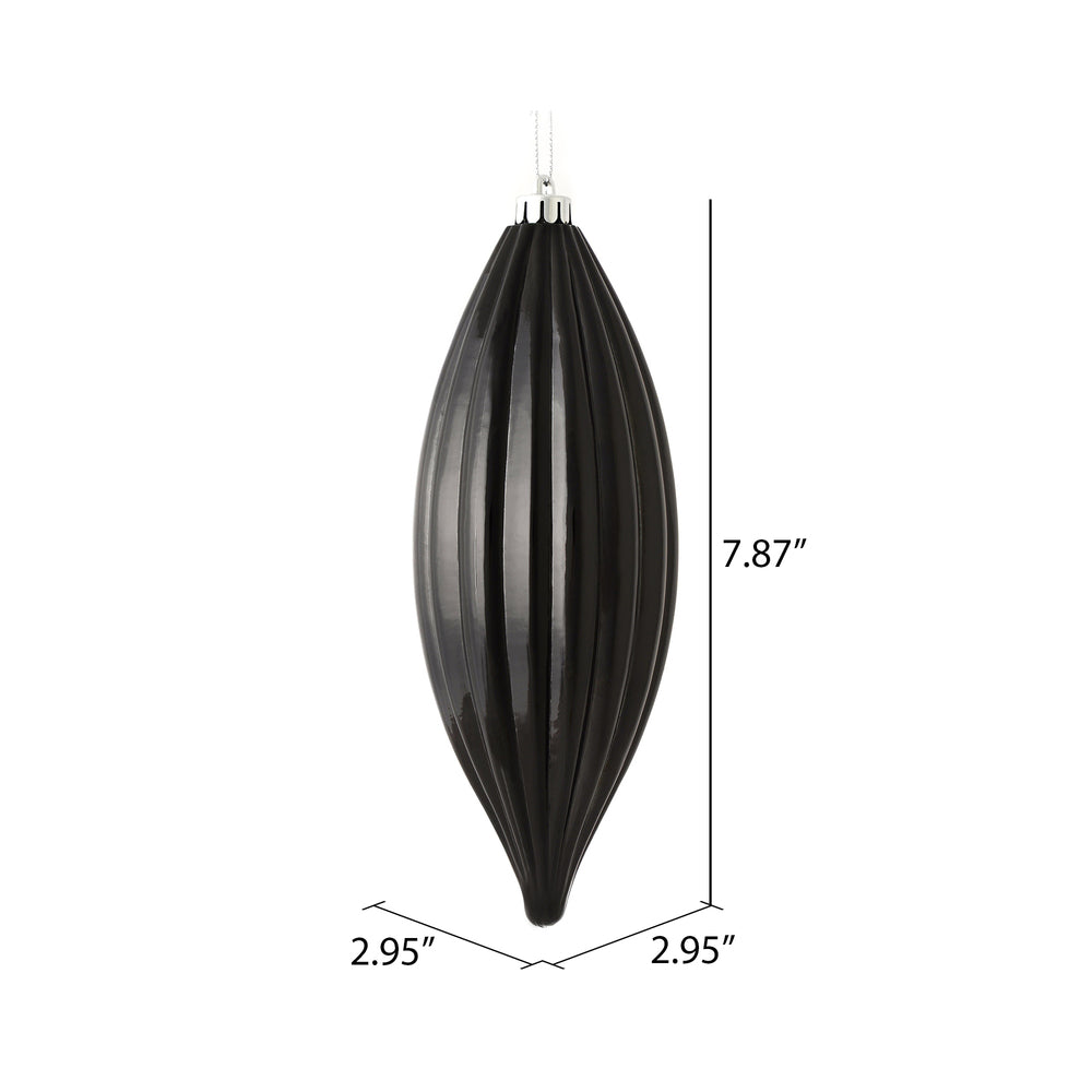8" Black Shiny Line Finial